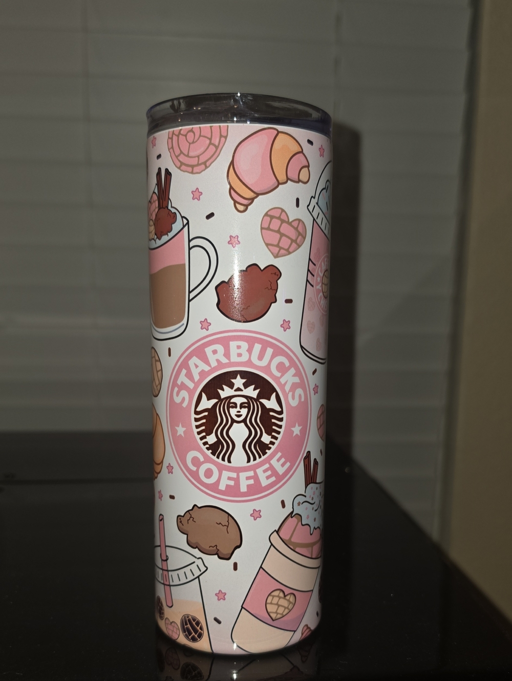 20oz Stainless Steel Starbucks Pink and White Pastry Logo Tumbler